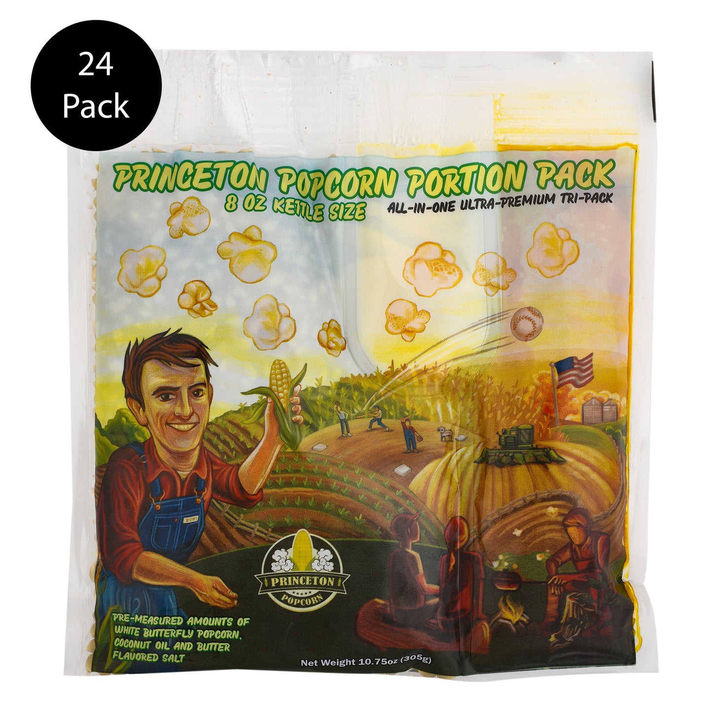 Farmer Direct Non-GMO Popcorn Machine Portion Packets with Coconut Oil and Salt for Popcorn Machine - Premium Popcorn Kernels Portion Pack from Princeton Popcorn