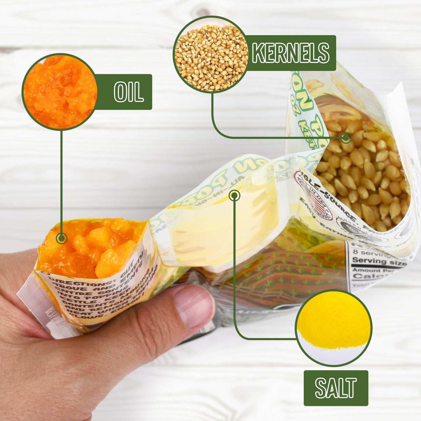 Farmer Direct Non-GMO Popcorn Machine Portion Packets with Coconut Oil and Salt for Popcorn Machine - Premium Popcorn Kernels Portion Pack from Princeton Popcorn
