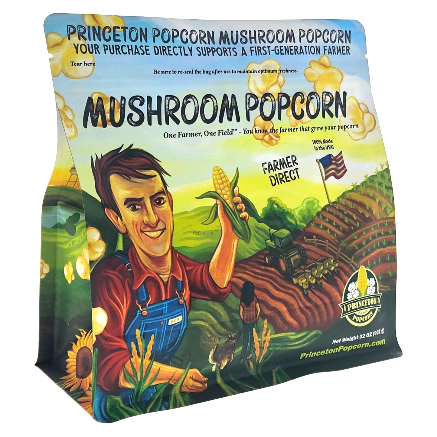 6lbs (Pack of 3 2lb) Mushroom Popcorn Kernels Princeton Popcorn Farmer Direct, Non-GMO, Gluten Free, Ball Shaped, Popcorn Pops Extra Large popcorn kernels, Stovetop Oil Pop