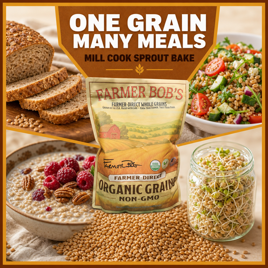 Organic wheat berries to mill, cook, sprout, and bake into bread, salads, and porridge