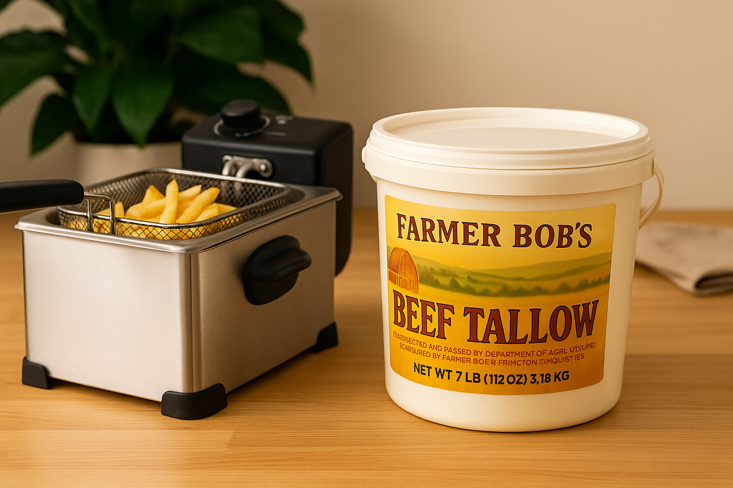 Farmer Bob's Beef Tallow for Cooking - Ideal for Deep Frying & Soap Making - Grass Fed - Bulk Cooking & Baking - Natural, Versatile Culinary Fat - Perfect for Kitchens & Home Chefs