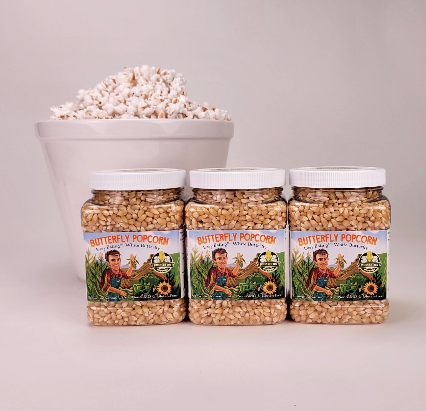 Three (3) Pack of 2lb Butterfly Shaped Unpopped Popcorn Kernels