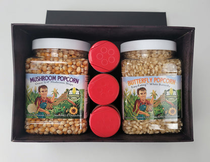 Mushroom and Butterfly Popcorn Duo with Flavor Trio Gift Boxed Set
