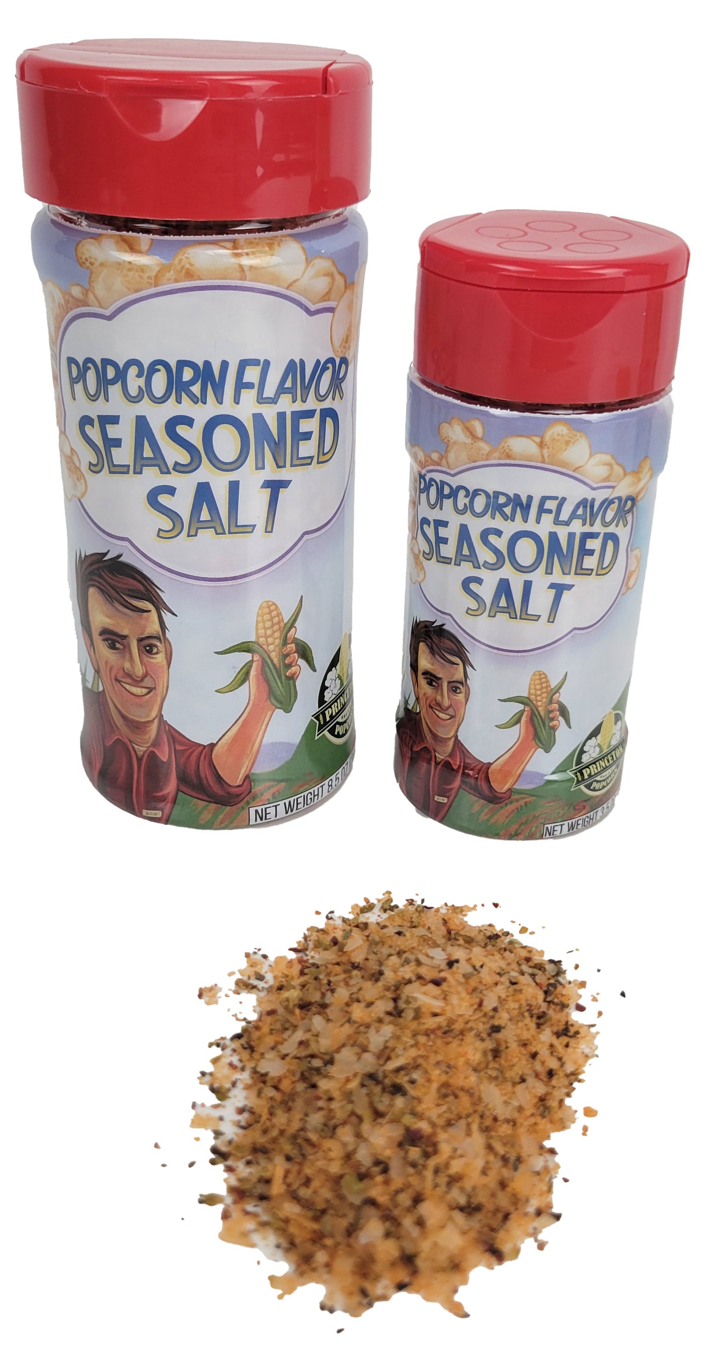 Tarro con sabor a palomitas de maíz con mezcla de sal con sabor a granja