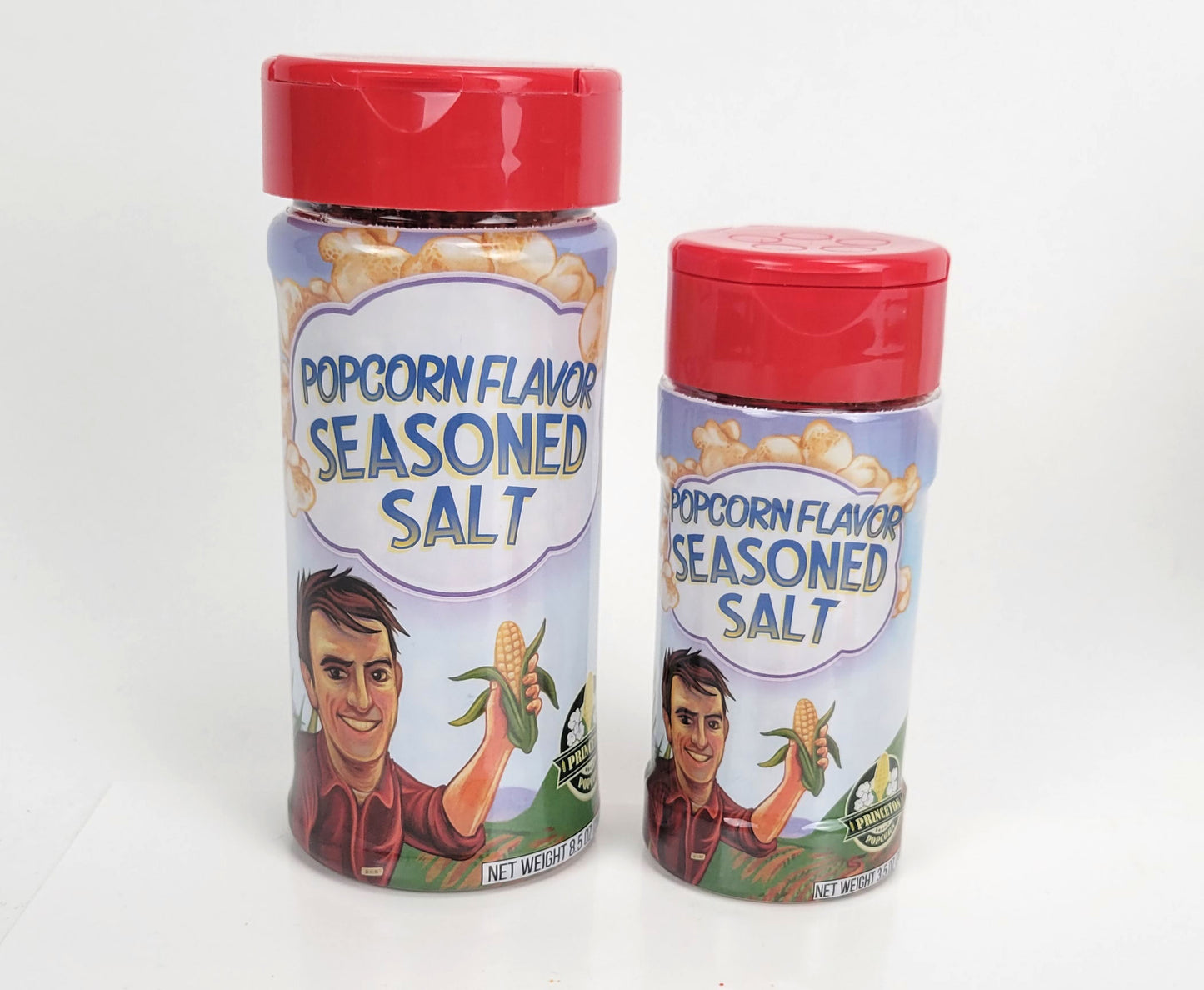 Tarro con sabor a palomitas de maíz con mezcla de sal con sabor a granja