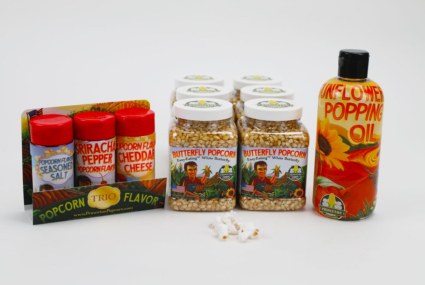 Paquete combinado de popping E: paquete de seis palomitas de maíz Buttefly de 1 lb, aceite y sabores