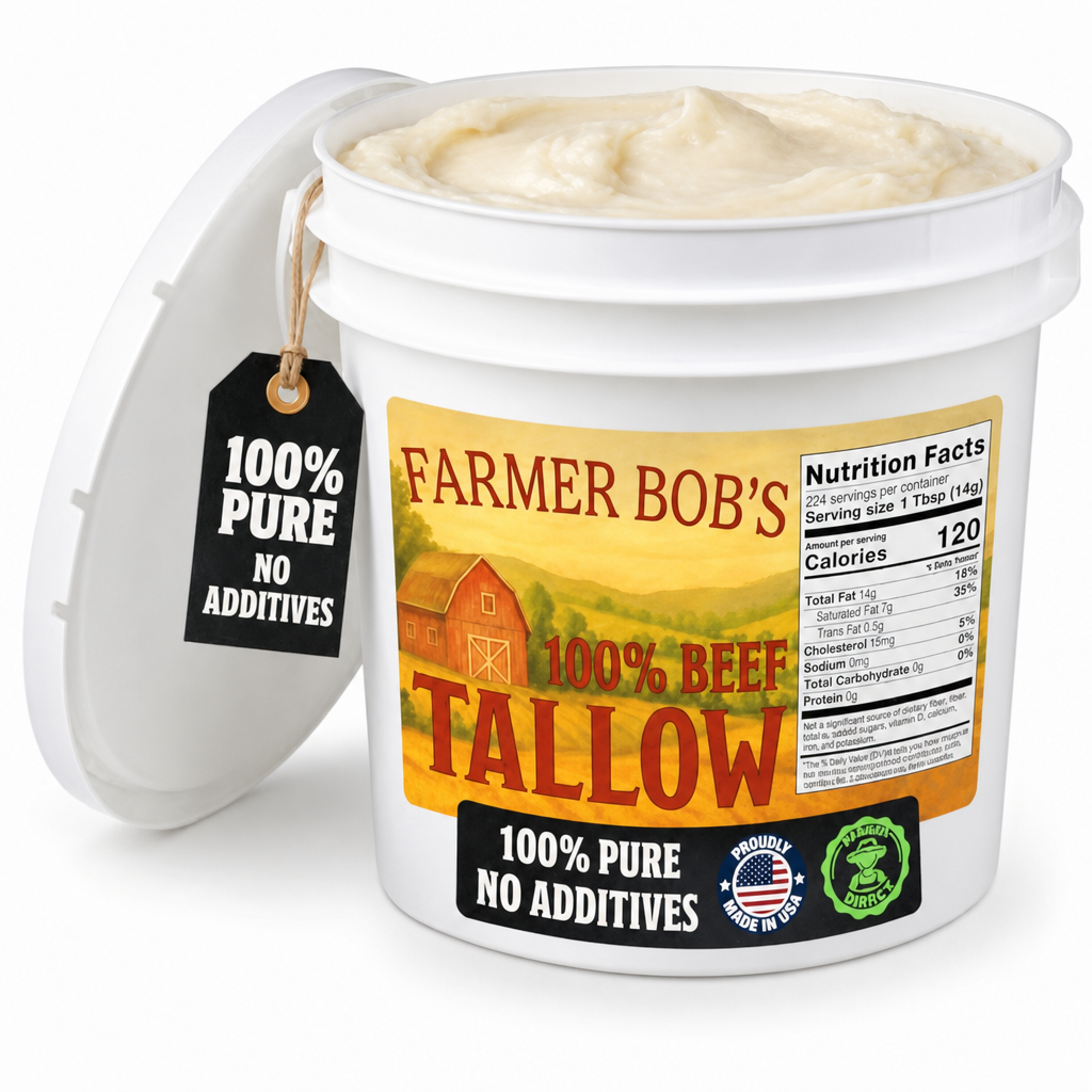 Farmer Bob's Beef Tallow for Cooking - Ideal for Deep Frying & Soap Making - Grass Fed - Bulk Cooking & Baking - Natural, Versatile Culinary Fat - Perfect for Kitchens & Home Chefs