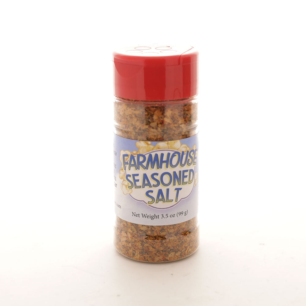 Tarro con sabor a palomitas de maíz con mezcla de sal con sabor a granja