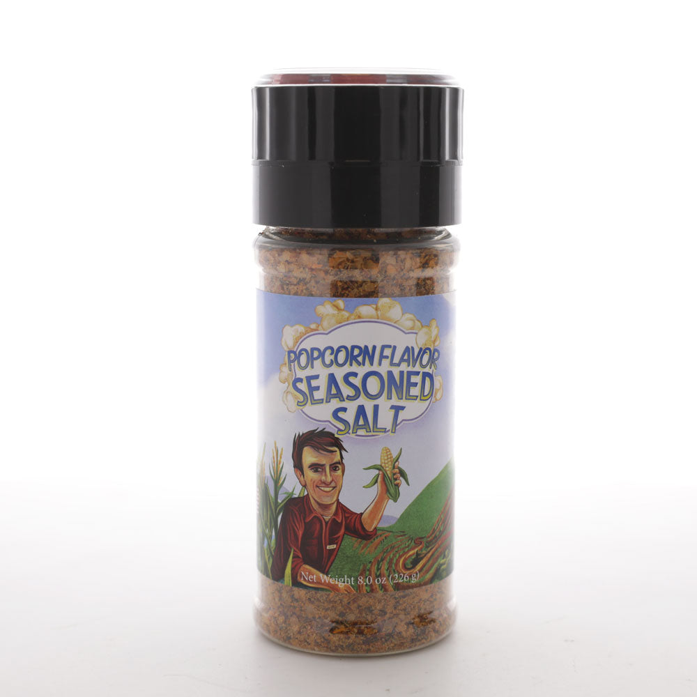 Tarro con sabor a palomitas de maíz con mezcla de sal con sabor a granja