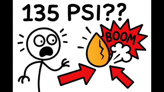 A shocked stickman beside a popcorn kernel exploding — 135 PSI, the science of how popcorn pops