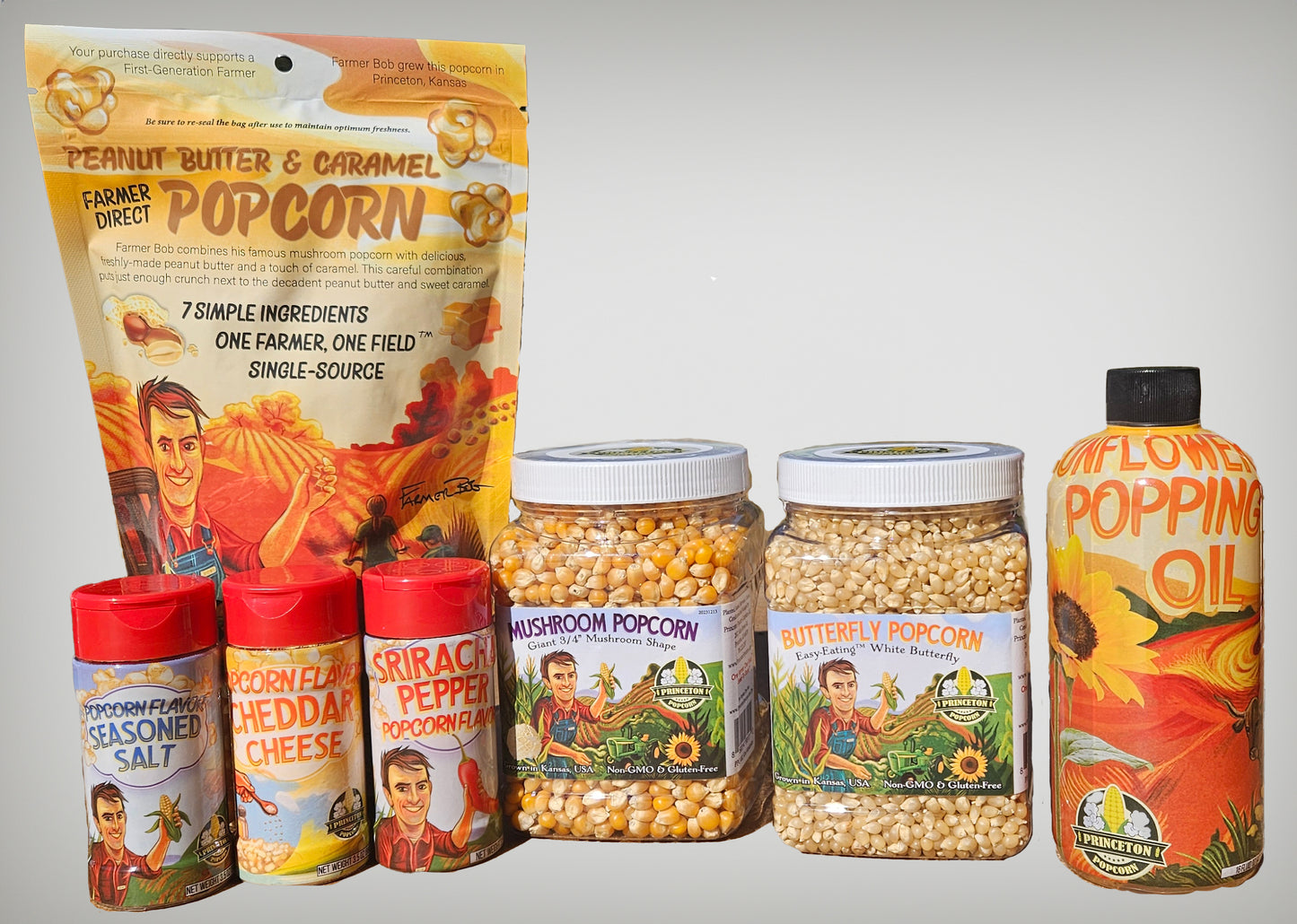 Princeton Popcorn Promo Package #1 - Two Varieties, Three Flavors, Popping Oil and PuffyCrunch