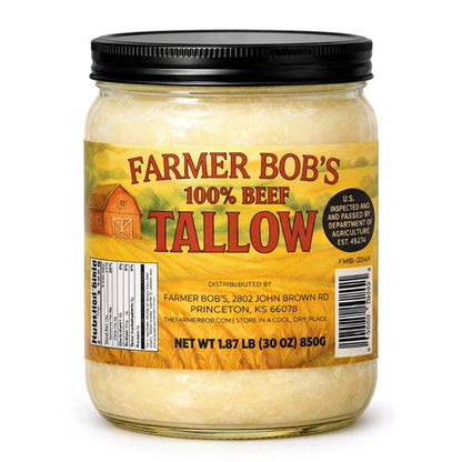 Farmer Bob's Beef Tallow for Cooking - Ideal for Deep Frying & Soap Making - Grass Fed - Bulk Cooking & Baking - Natural, Versatile Culinary Fat - Perfect for Kitchens & Home Chefs