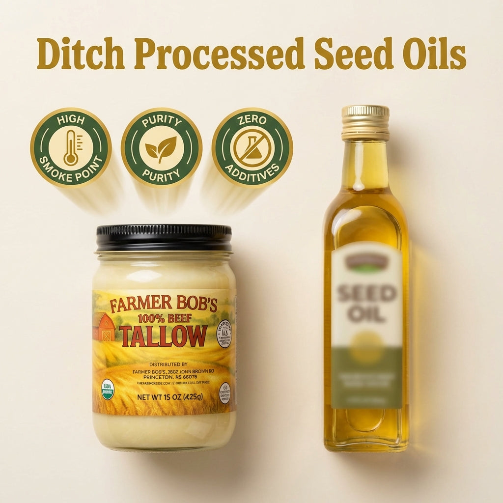 Farmer Bob's Beef Tallow for Cooking - Ideal for Deep Frying & Soap Making - Grass Fed - Bulk Cooking & Baking - Natural, Versatile Culinary Fat - Perfect for Kitchens & Home Chefs