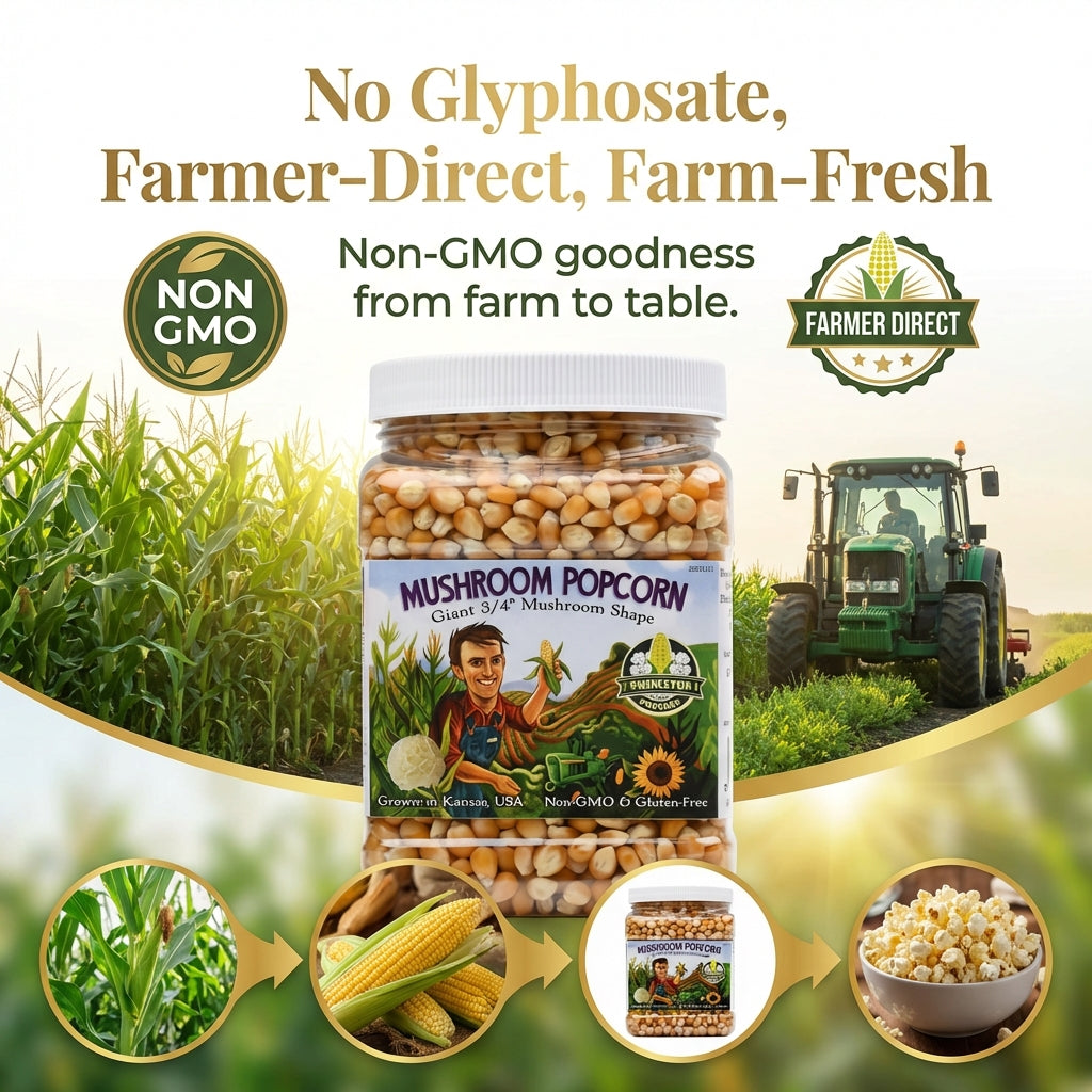 2 libras de granos de palomitas de maíz sin reventar en forma de hongo