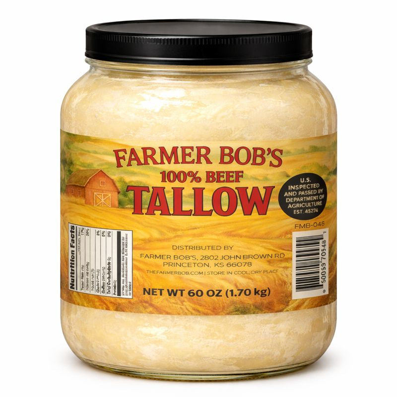 Farmer Bob's Beef Tallow for Cooking - Ideal for Deep Frying & Soap Making - Grass Fed - Bulk Cooking & Baking - Natural, Versatile Culinary Fat - Perfect for Kitchens & Home Chefs