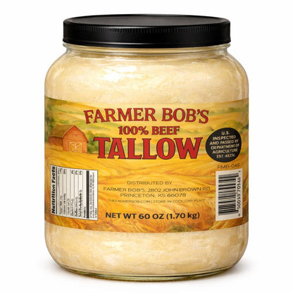 Farmer Bob's Beef Tallow for Cooking - Ideal for Deep Frying & Soap Making - Grass Fed - Bulk Cooking & Baking - Natural, Versatile Culinary Fat - Perfect for Kitchens & Home Chefs