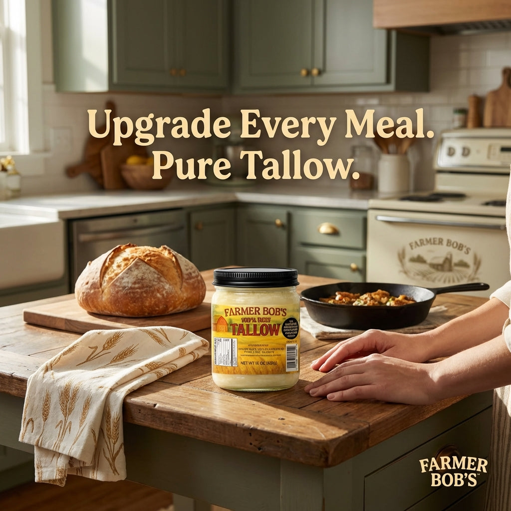 Farmer Bob's Beef Tallow for Cooking - Ideal for Deep Frying & Soap Making - Grass Fed - Bulk Cooking & Baking - Natural, Versatile Culinary Fat - Perfect for Kitchens & Home Chefs