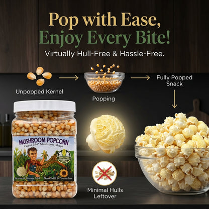 2 libras de granos de palomitas de maíz sin reventar en forma de hongo