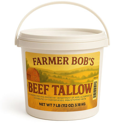 Farmer Bob's Beef Tallow for Cooking - Ideal for Deep Frying & Soap Making - Grass Fed - Bulk Cooking & Baking - Natural, Versatile Culinary Fat - Perfect for Kitchens & Home Chefs