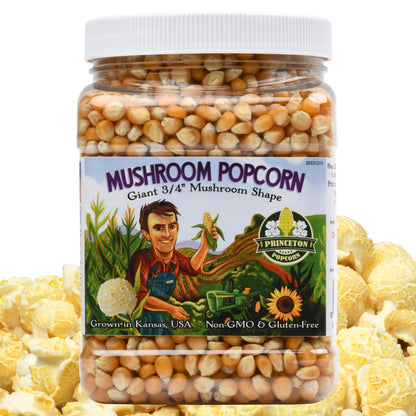 2lb Tub Yellow Mushroom Popcorn Kernels - Easy-Eating, Pops Large Popping Corn, Non-GMO Popcorn Kernels, No Roundup, Direct from Farmer, Air Popper or Stovetop Mushroom Shaped Unpopped Popcorn Kernels Great for Caramel Corn or Kettle Corn