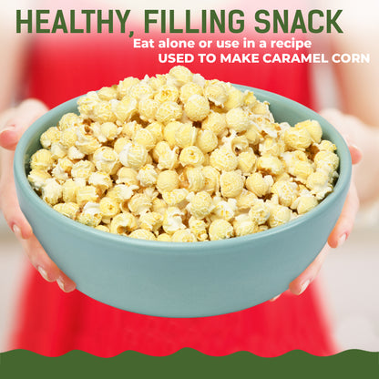 2lb Tub Yellow Mushroom Popcorn Kernels - Easy-Eating, Pops Large Popping Corn, Non-GMO Popcorn Kernels, No Roundup, Direct from Farmer, Air Popper or Stovetop Mushroom Shaped Unpopped Popcorn Kernels Great for Caramel Corn or Kettle Corn