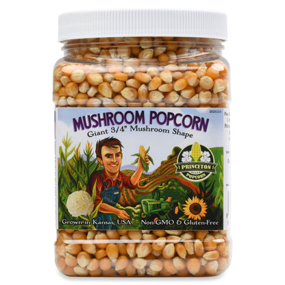 2lb Tub Yellow Mushroom Popcorn Kernels - Easy-Eating, Pops Large Popping Corn, Non-GMO Popcorn Kernels, No Roundup, Direct from Farmer, Air Popper or Stovetop Mushroom Shaped Unpopped Popcorn Kernels Great for Caramel Corn or Kettle Corn