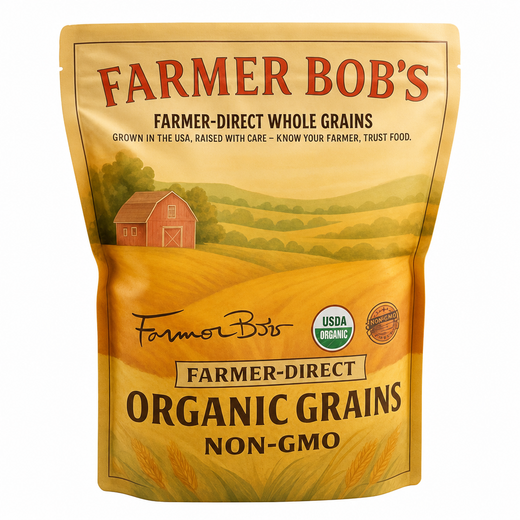 Farmer Bob's organic hard red wheat berries, 5 lb resealable bag, non-GMO USA grown