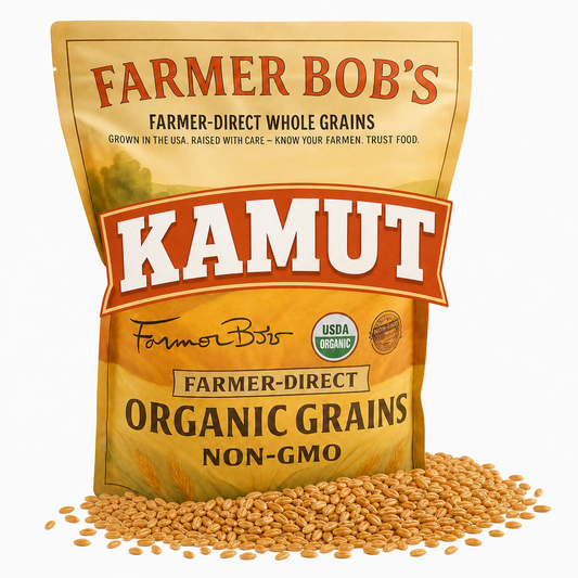 Farmer Bob's Organic Kamut Khorasan Wheat Berries 5 lb - USDA Organic Non-GMO