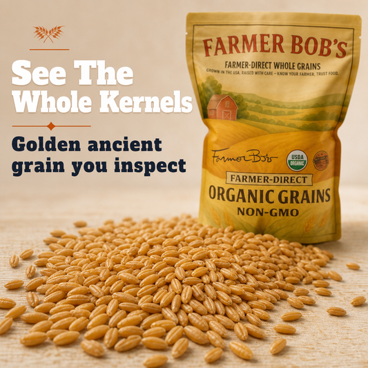 Farmer Bob's Organic Kamut Khorasan Wheat Berries 5 lb - USDA Organic Non-GMO
