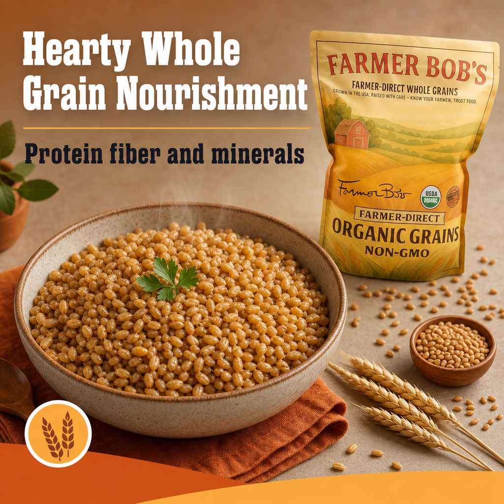 Farmer Bob's Organic Kamut Khorasan Wheat Berries 5 lb - USDA Organic Non-GMO