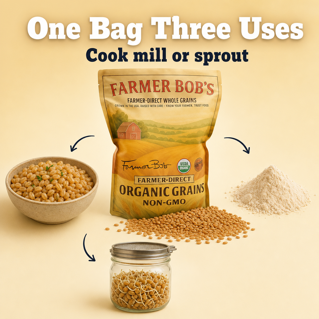 Farmer Bob's Organic Kamut Khorasan Wheat Berries 5 lb - USDA Organic Non-GMO