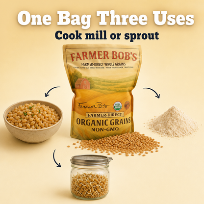 Farmer Bob's Organic Kamut Khorasan Wheat Berries 5 lb - USDA Organic Non-GMO
