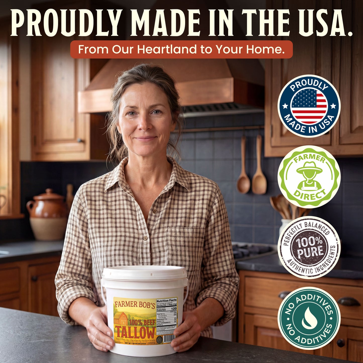 Farmer Bob's Beef Tallow for Cooking - Ideal for Deep Frying & Soap Making - Grass Fed - Bulk Cooking & Baking - Natural, Versatile Culinary Fat - Perfect for Kitchens & Home Chefs