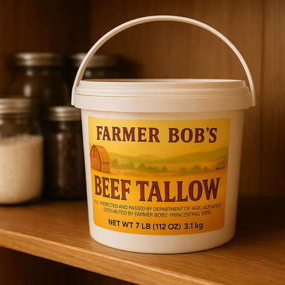 Farmer Bob's Beef Tallow for Cooking - Ideal for Deep Frying & Soap Making - Grass Fed - Bulk Cooking & Baking - Natural, Versatile Culinary Fat - Perfect for Kitchens & Home Chefs