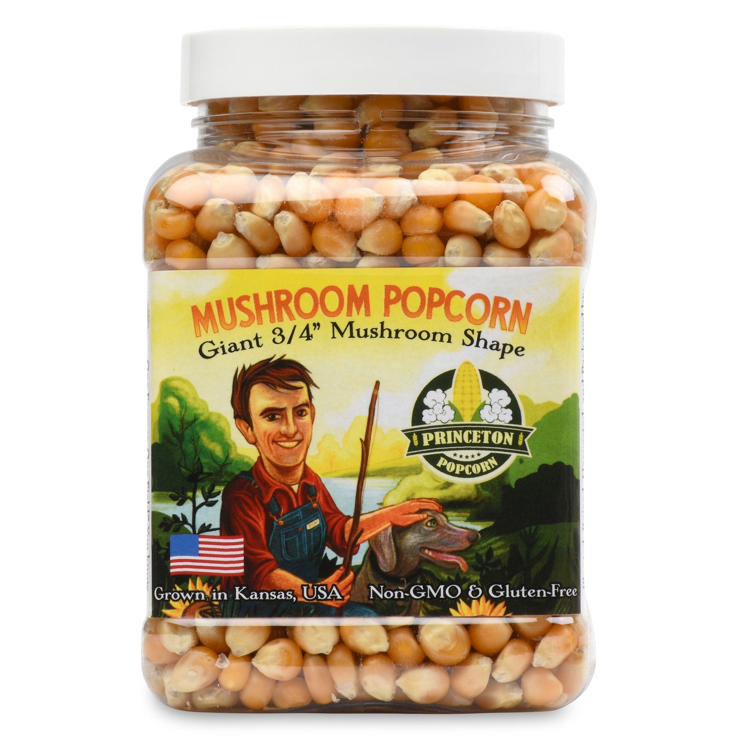 1lb Tub Yellow Mushroom Popcorn Kernels - Easy-Eating, Pops Large Popping Corn, Non-GMO Popcorn Kernels, No Roundup, Direct from Farmer, Air Popper or Stovetop Mushroom Shaped Unpopped Popcorn Kernels Great for Caramel Corn or Kettle Corn