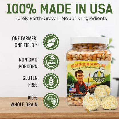 1lb Tub Yellow Mushroom Popcorn Kernels - Easy-Eating, Pops Large Popping Corn, Non-GMO Popcorn Kernels, No Roundup, Direct from Farmer, Air Popper or Stovetop Mushroom Shaped Unpopped Popcorn Kernels Great for Caramel Corn or Kettle Corn