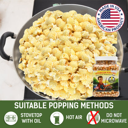 50lb Bag Yellow Mushroom Popcorn Kernels - Easy-Eating, Pops Large Popping Corn, Non-GMO Popcorn Kernels, No Roundup, Direct from Farmer, Air Popper or Stovetop Mushroom Shaped Unpopped Popcorn Kernels Great for Caramel Corn or Kettle Corn