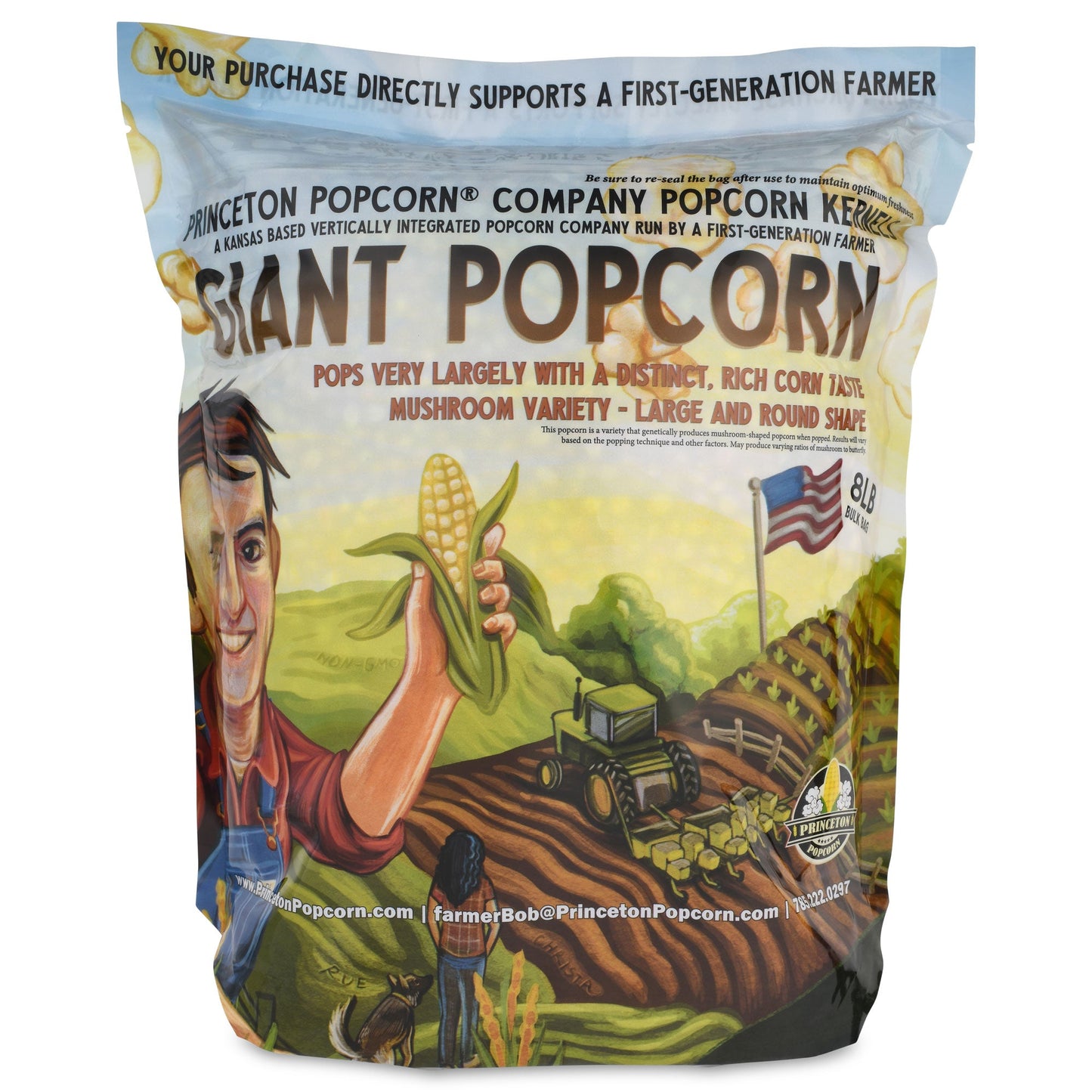 🎁 8lb Bag Yellow Mushroom Popcorn Kernels - Easy-Eating, Pops Large Popping Corn, Non-GMO Popcorn Kernels, No Roundup, Direct from Farmer, Air Popper or Stovetop Mushroom Shaped Unpopped Popcorn Kernels Great for Caramel Corn or Kettle Corn (50% off)