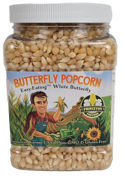 2 libras de granos de palomitas de maíz blancos sin reventar en forma de mariposa