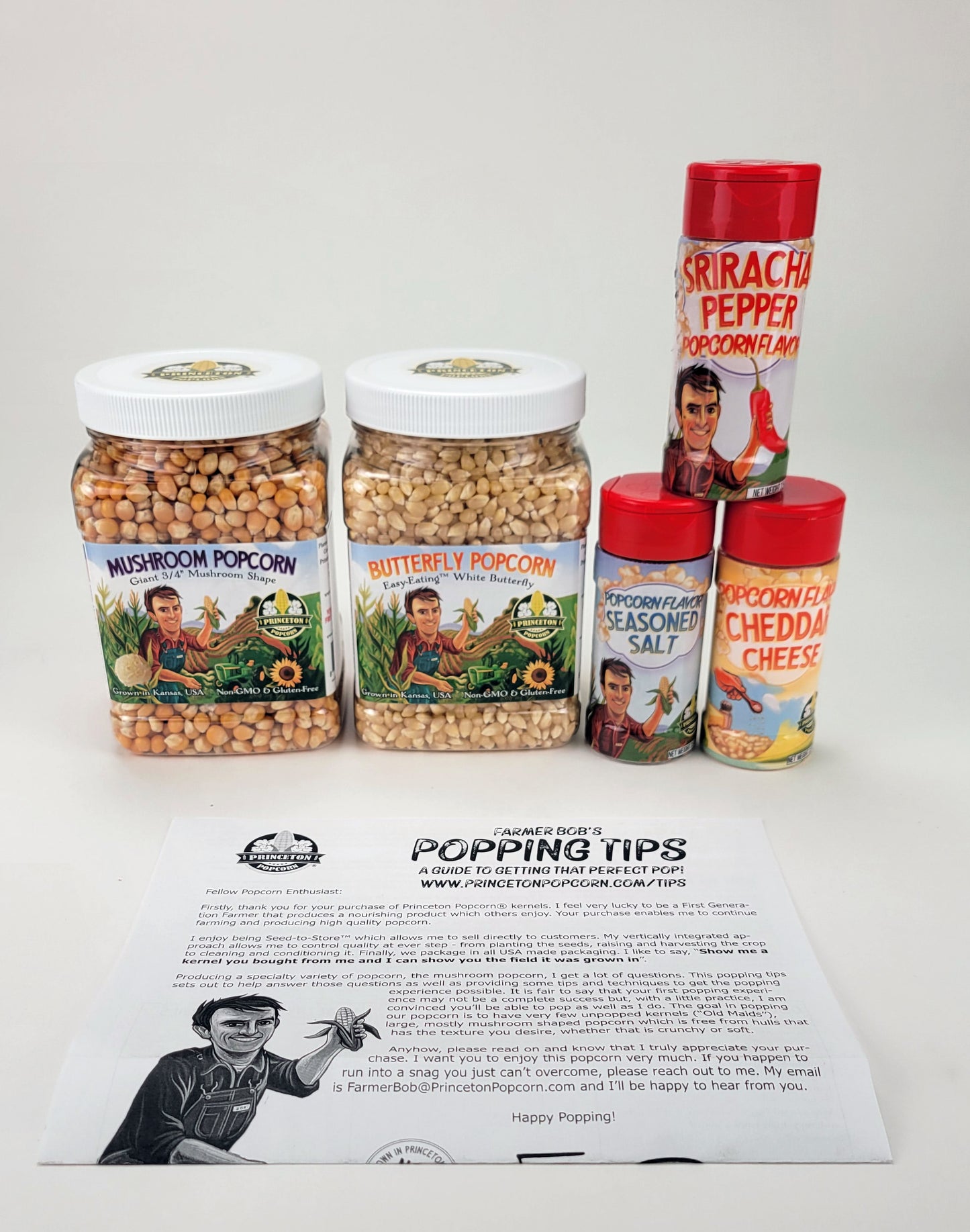 Duo de pop-corn aux champignons et aux papillons avec trio de saveurs Coffret cadeau des Fêtes