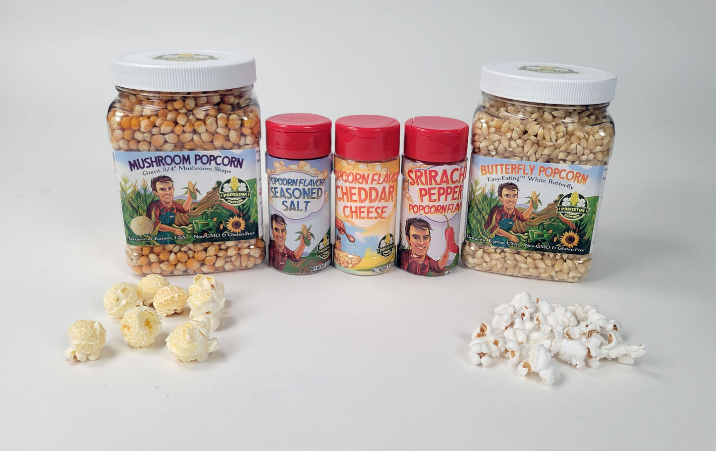 Duo de pop-corn aux champignons et aux papillons avec trio de saveurs Coffret cadeau des Fêtes