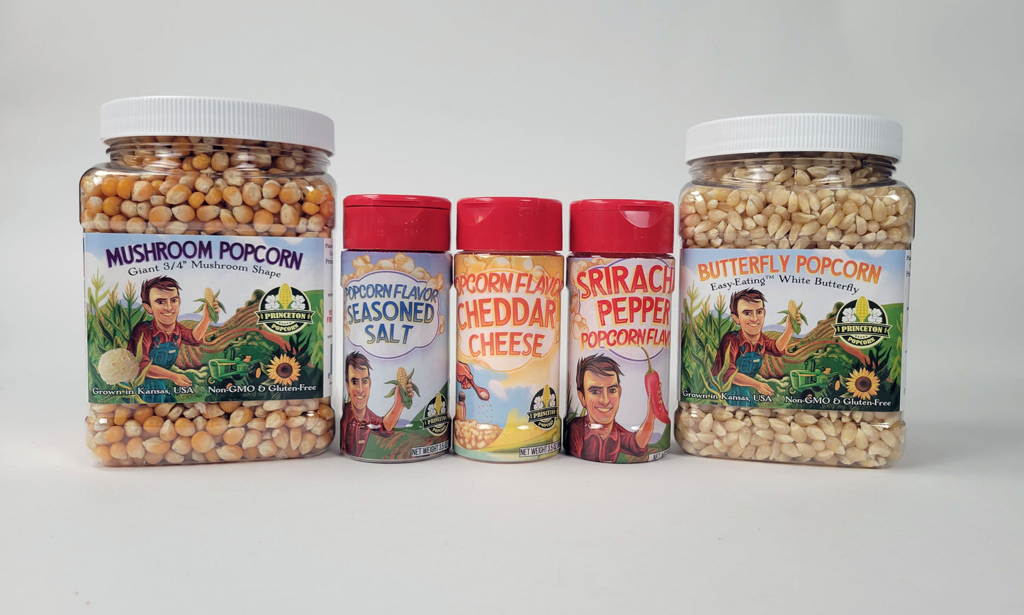 Duo de pop-corn aux champignons et aux papillons avec trio de saveurs Coffret cadeau des Fêtes