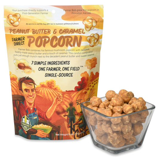 Gourmet Popcorn Bags, Peanut Butter Caramel Corn, Vegan, Gluten Free, Non-GMO, 7 Ingredient, Healthy Resealable Snack, 6oz Bag, Perfect Snacks for Adults, Peanut Butter Pretzels Flavor Farmer Direct - PuffyCrunch by Princeton Popcorn