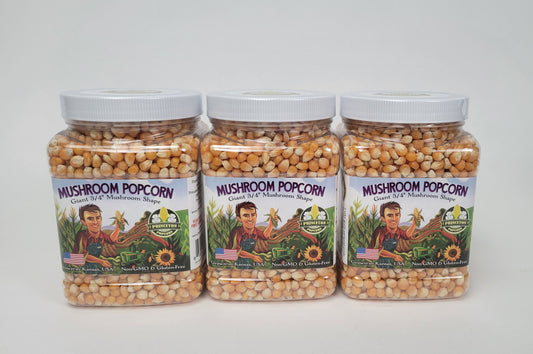 Three (3) Pack of 2lb Mushroom Shaped Unpopped Popcorn Kernels