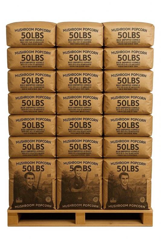 Pallet of Fifty 50 Pound bags of Princeton Popcorn - 2,500 lbs.