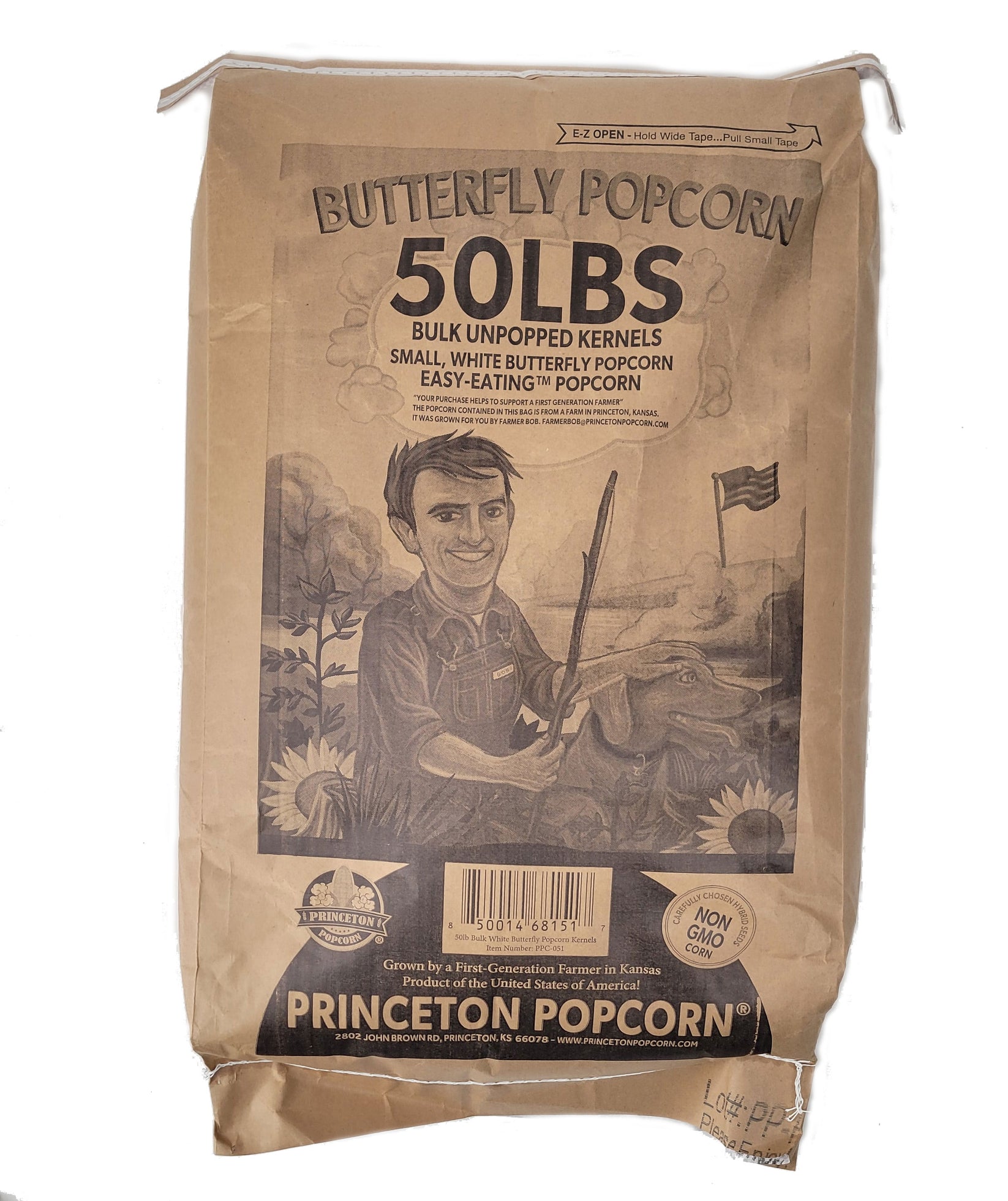 50lbs Butterfly Shaped Unpopped Popcorn Kernels Princeton Popcorn Company