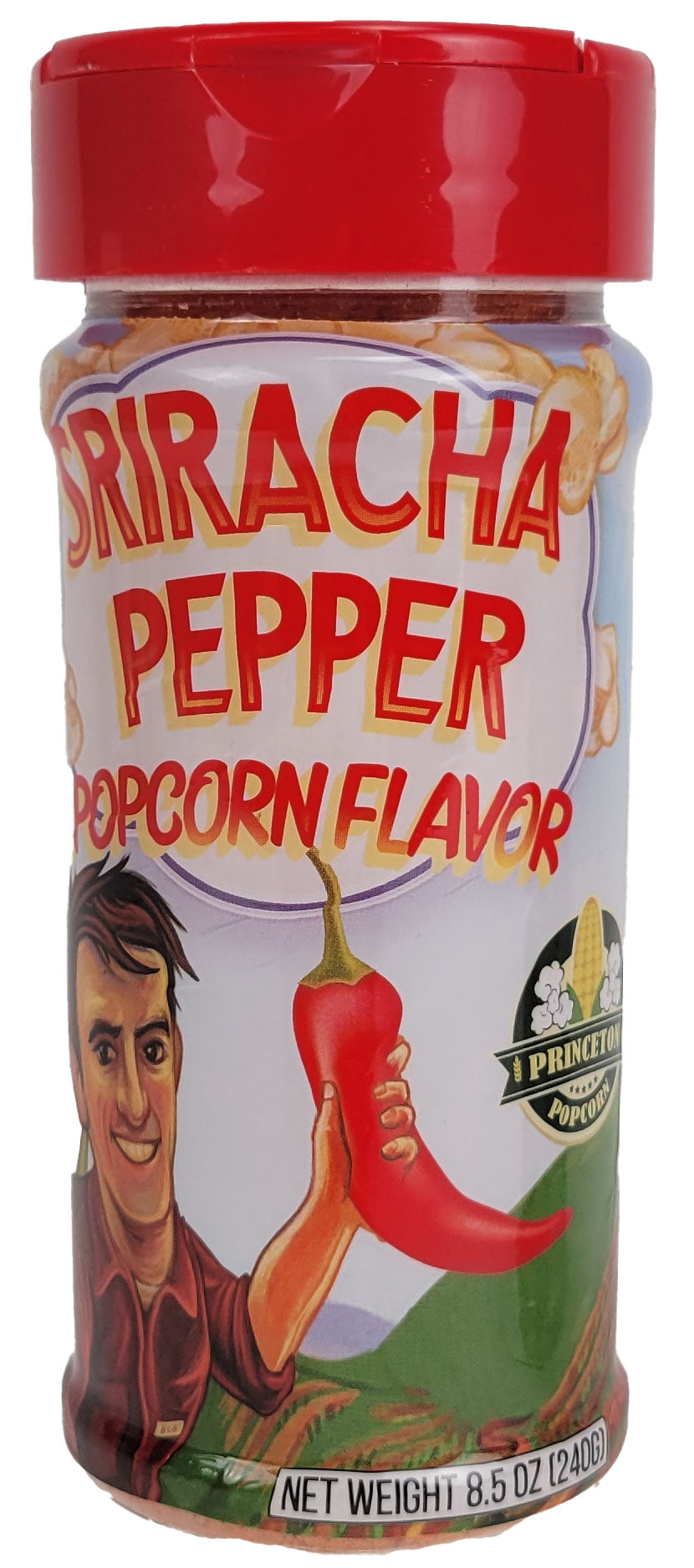 Tarro sabor palomitas de maíz con condimento de pimienta Sriracha