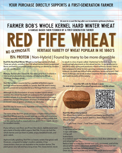 5lb Red Fife Hard Red Winter Wheat Whole Berries Heirloom Non-Hybrid Heritage Wheat No-Glyphosate