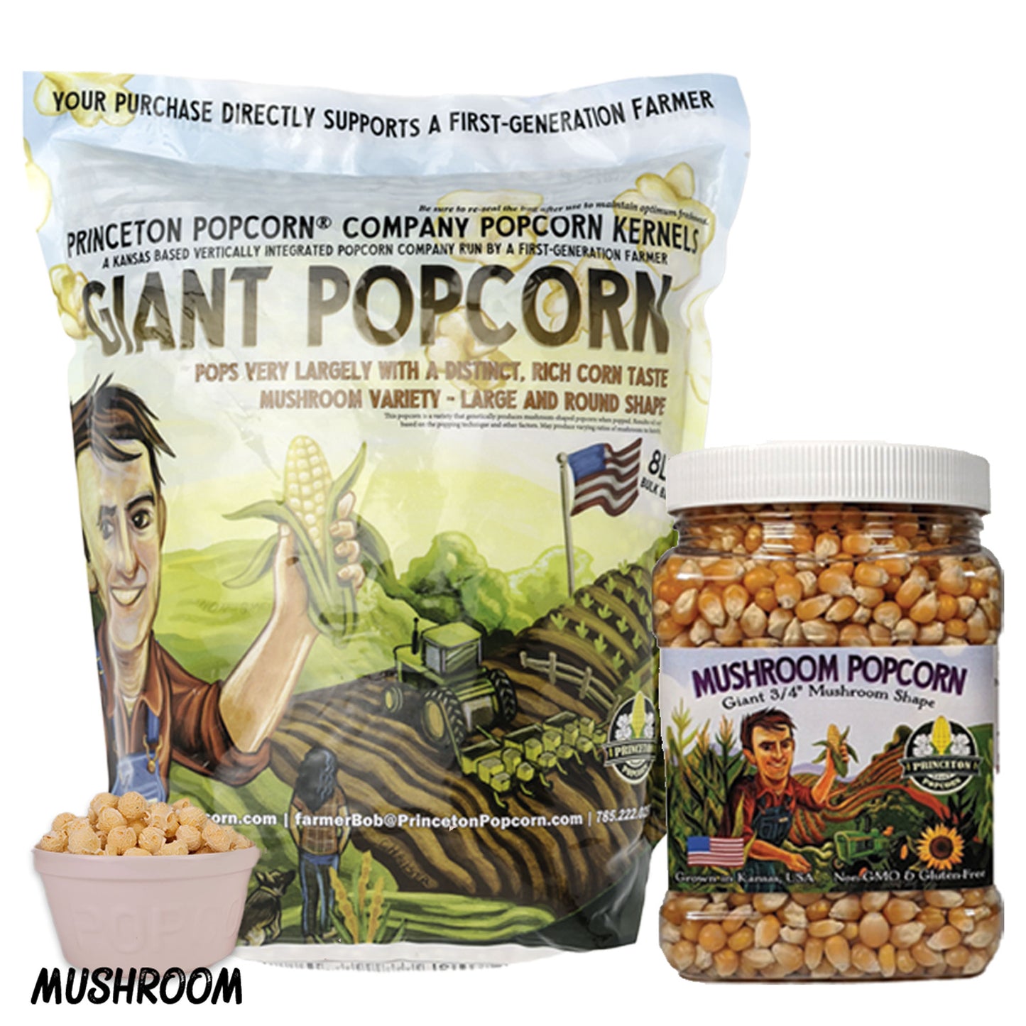 Mushroom Popcorn Kernel 10lb Combo (8lb Bag + 2lb Tub) Limited Inventory