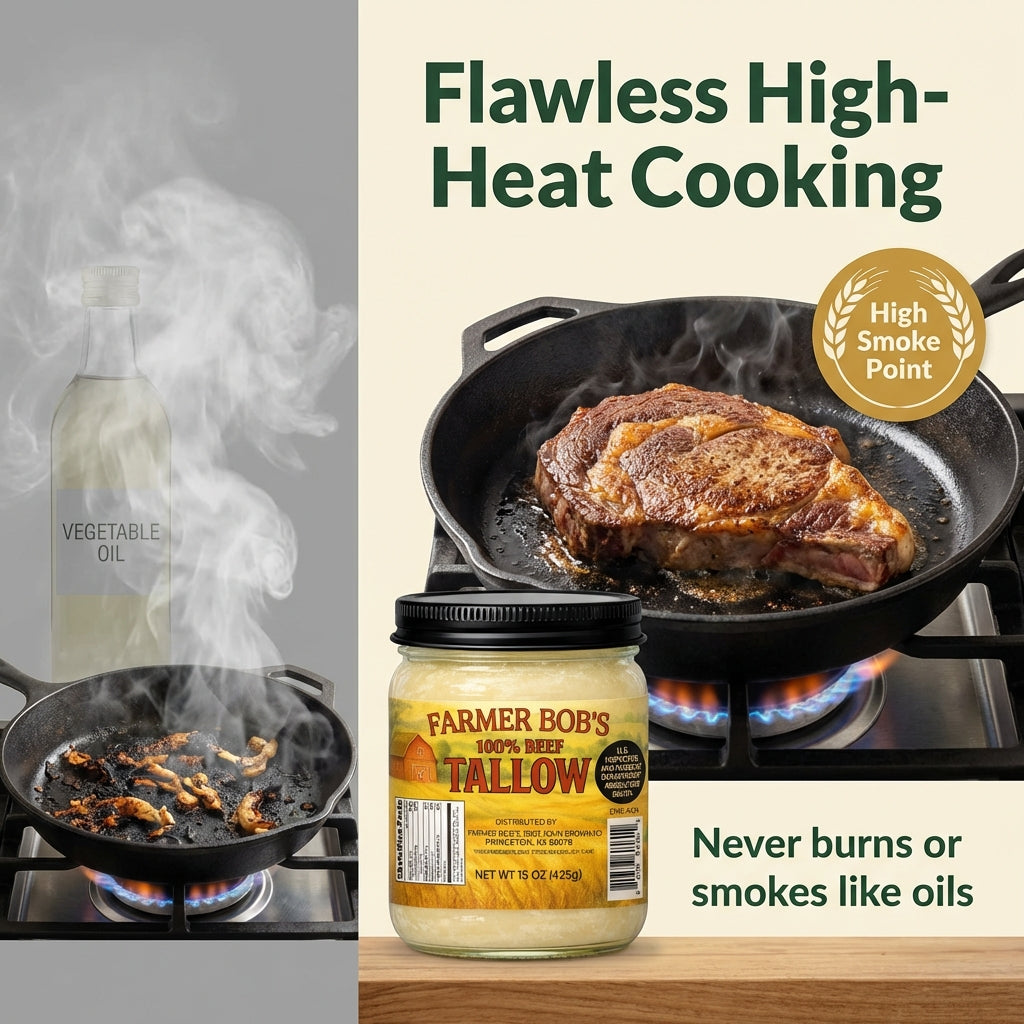 Farmer Bob's Beef Tallow for Cooking - Ideal for Deep Frying & Soap Making - Grass Fed - Bulk Cooking & Baking - Natural, Versatile Culinary Fat - Perfect for Kitchens & Home Chefs